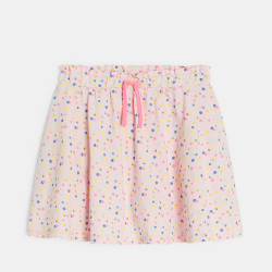 تنورة قصيرة وردية اللون من الجيرسيه المطبوع للفتيات